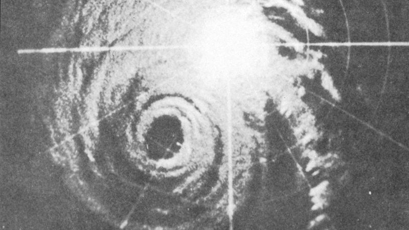 Radar image of Hurricane Helene off the North Carolina coast in 1958.