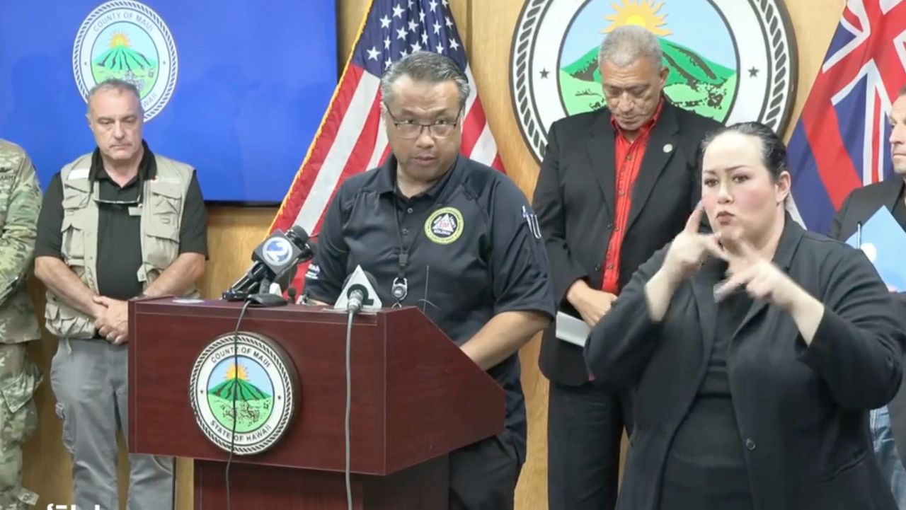 Maui Emergency Management Agency administrator Herman Andaya defended his decision not to sound outdoor sirens as the Maui fires ignited and spread. (Gov. Josh Green Facebook livefeed capture)
