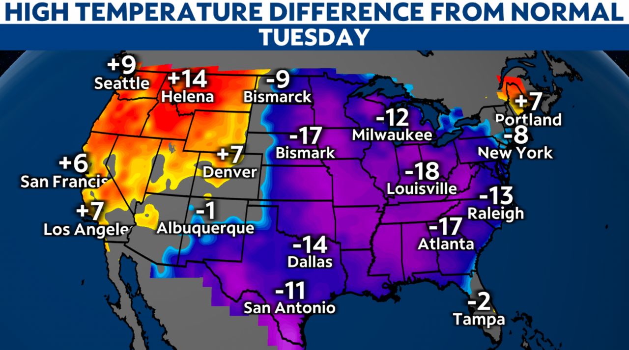 Cold front drops temperatures across the country