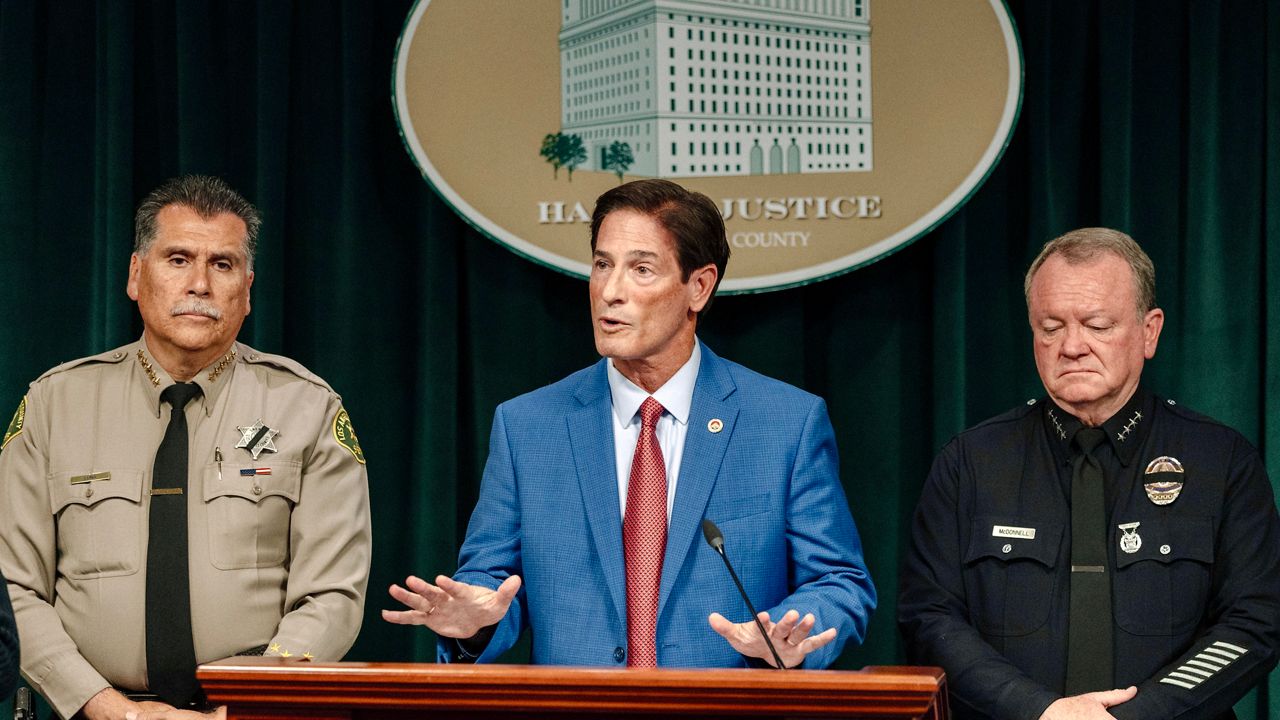 District Attorney Nathan J. Hochman speaks at a news conference at the Hall of Justice on June 11, 2025 in Downtown Los Angeles, California. (Photo by Jim Vondruska/Getty Images)