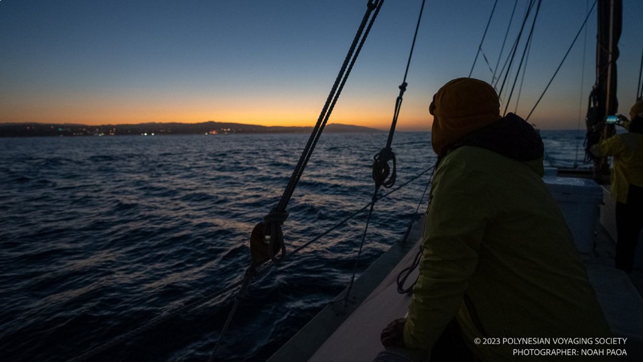 March 2025 is the new launch date for sister canoes, Hōkūleʻa and Hikianalia, with their first stop – Polynesia. (Polynesian Voyaging Society/Noah Paoa)