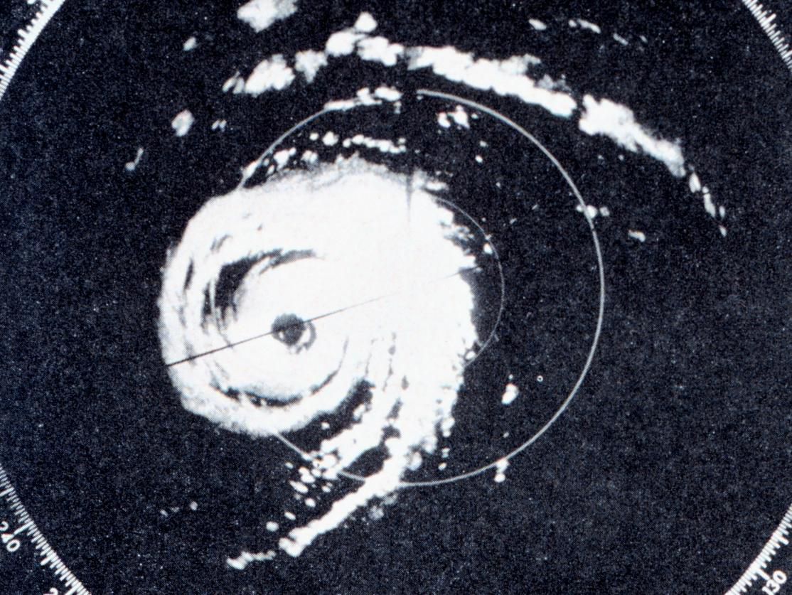 Radar image of Category 4 Hurricane Donna over the Florida Keys on Sept. 10, 1960.