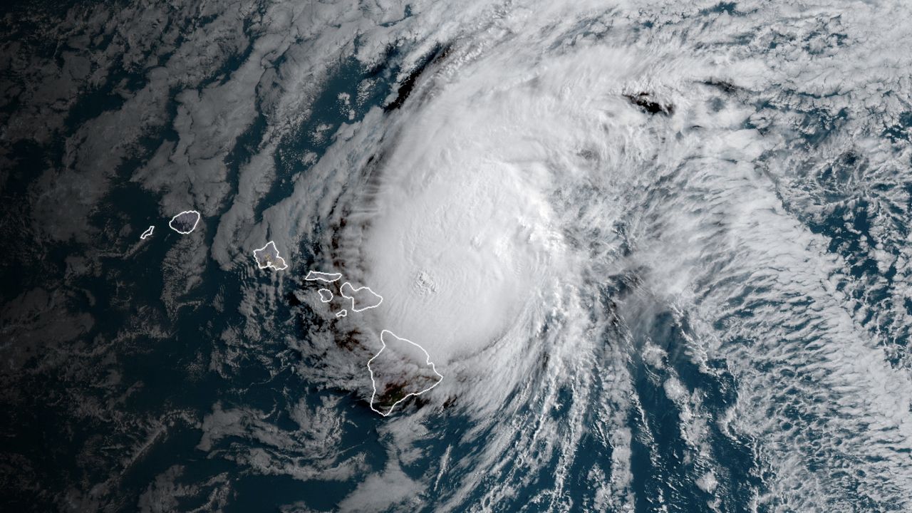 Hurricane Douglas passing near Hawaii on July 26, 2020. 