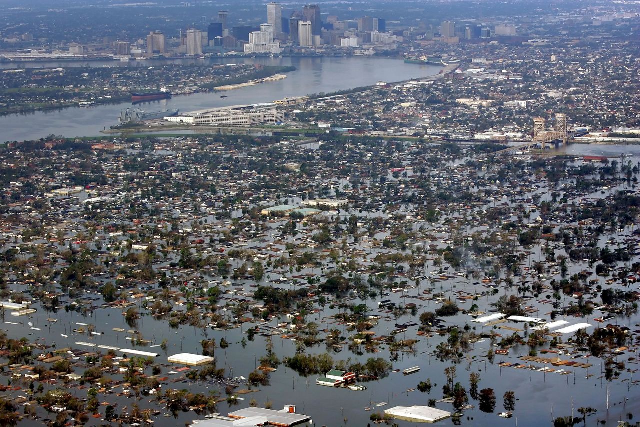 Floodwaters from Hurricane Katrina cover a portion of New Orleans in this Tuesday, Aug. 30, 2005 photo, a day after Katrina passed through the city.