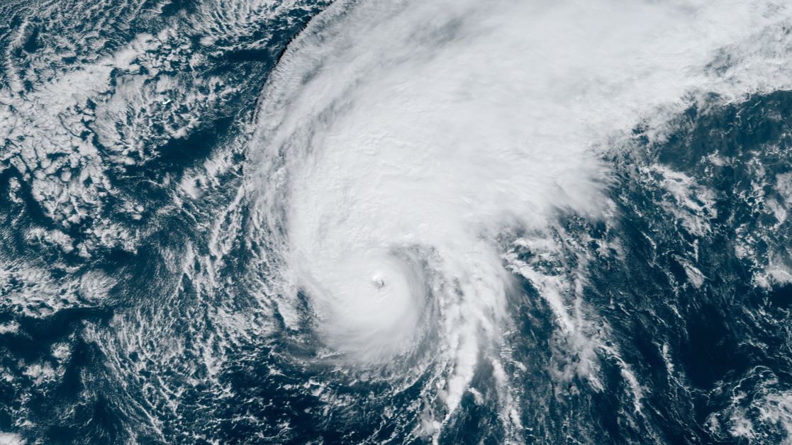 Hurricane Tammy spins in the open waters of the Atlantic in this satellite image. (NOAA)