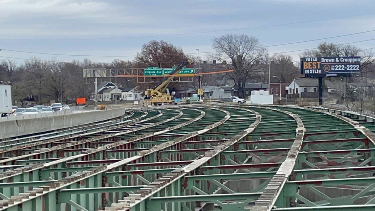 Missouri Department of Transportation officials said Thursday that contractors damaged girders on this bridge on I-55 northbound past Germania when they were demolishing the concrete as part of a $63 million project. As a result, the project, that was supposed to be finished by Dec. 1, 2024 will instead run into 2025. (Spectrum News/Gregg Palermo)