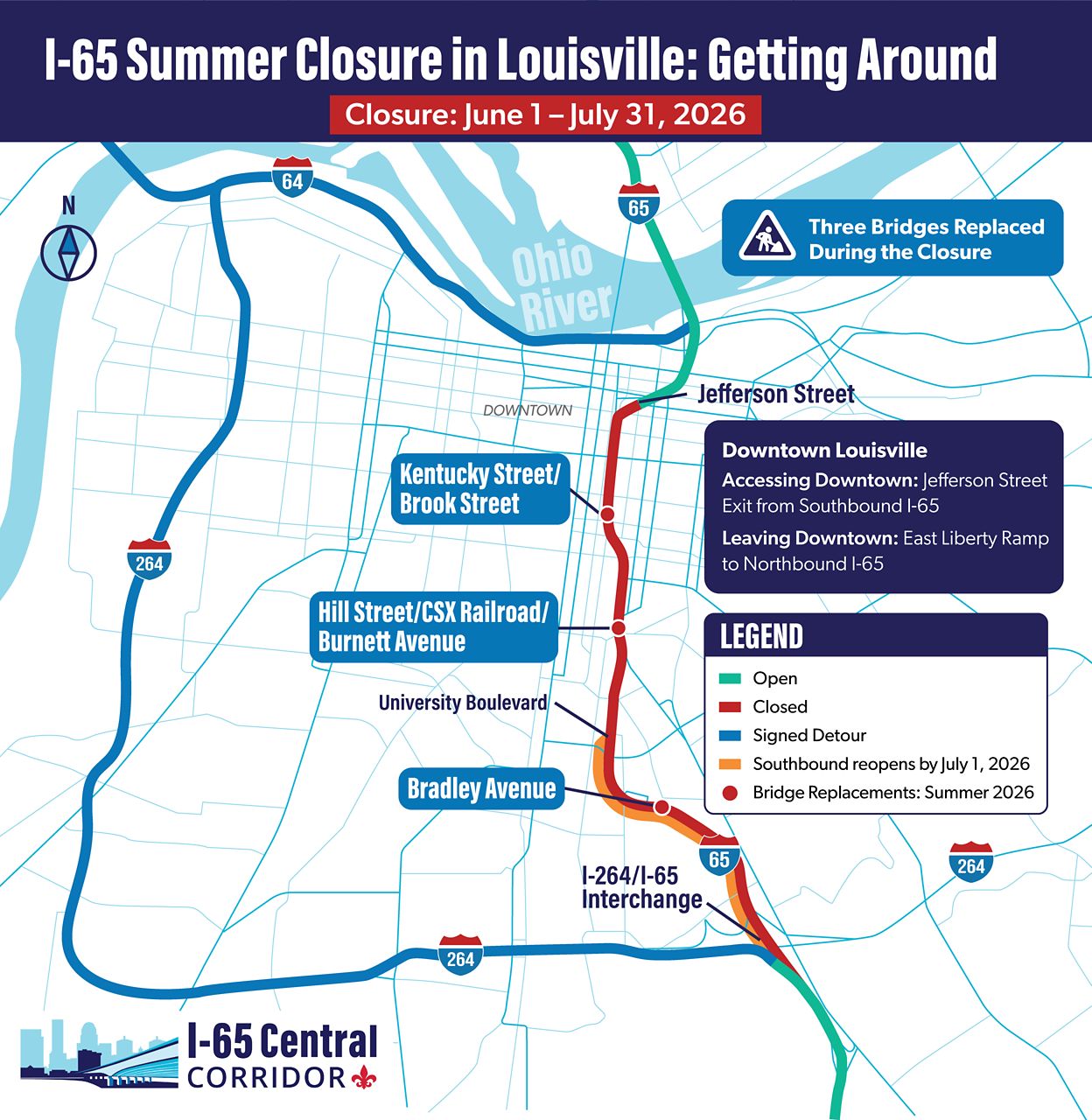 How to navigate new routes and I-65 Closure at SDF