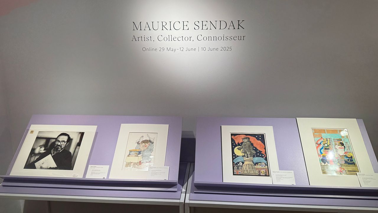 Items featured in an auction at Christie's tell the story of what influenced Maurice Sendak’s beloved characters. (Roger Clark/Spectrum News NY1)