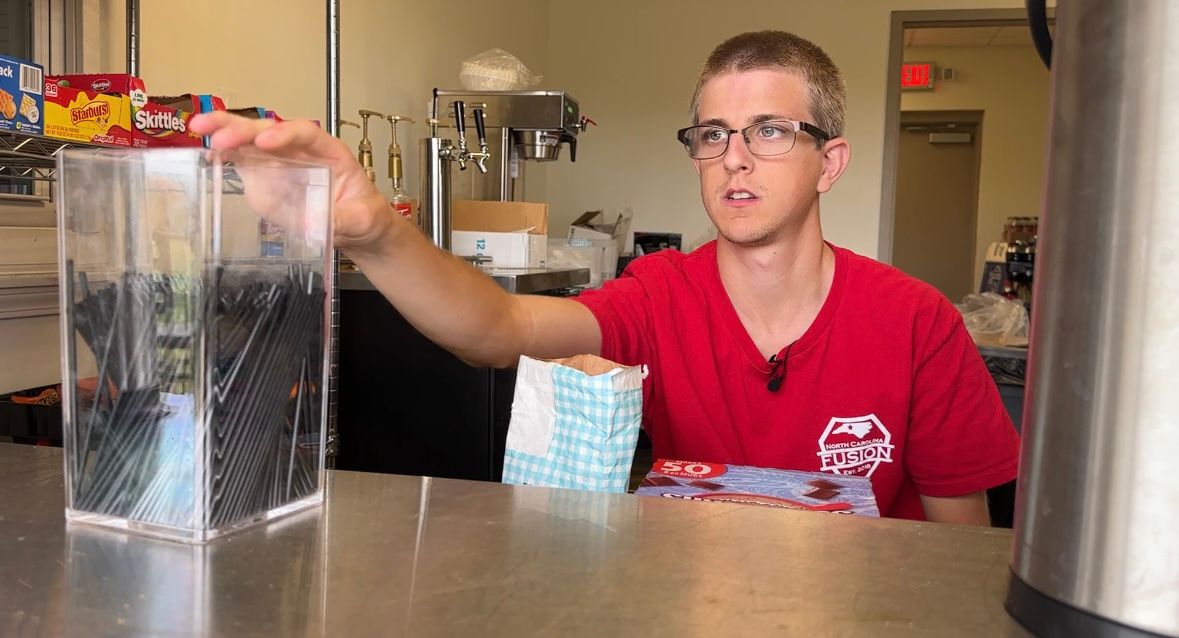 Bryan Hyatt working at one of his jobs in the NC Fusion concession stands.