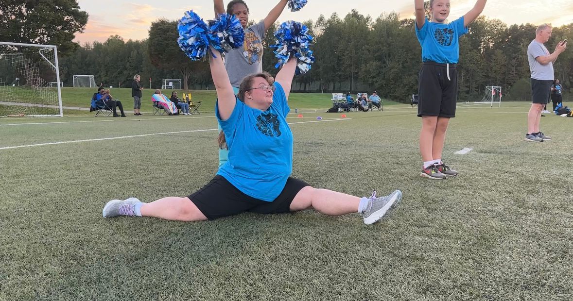 Members of the Greensboro Panthers Challenger Flag Football League Team practice.