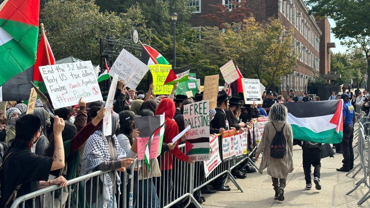 Several pro-Palestinian rallies broke out outside several CUNY colleges during the spring semester, with some turning violent. (Spectrum News NY1)