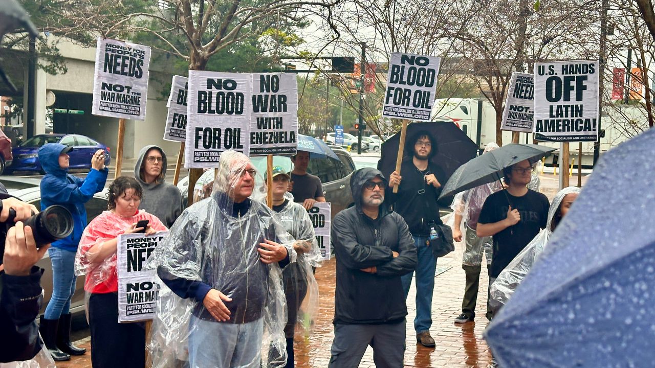 Party for Socialism and Liberation members in Tampa protest U.S. strike against Venezuela
