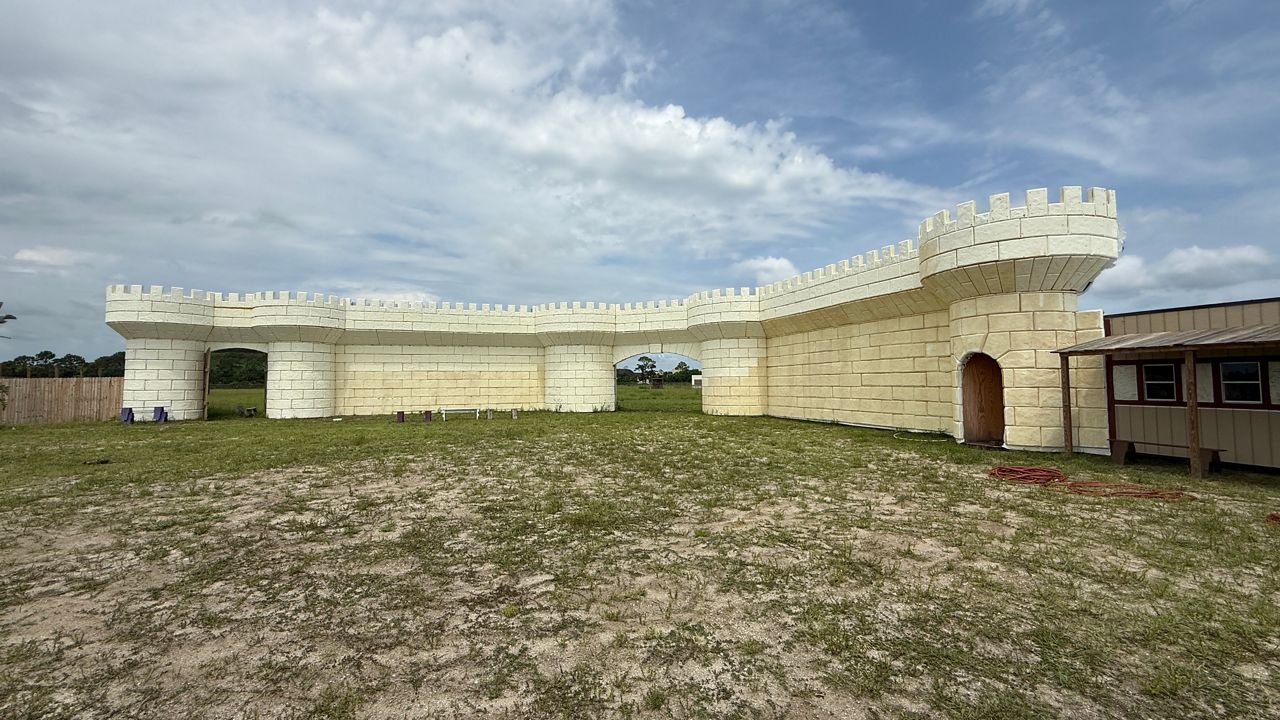 A castle wall that was built for the Brevard Renaissance Fair. (Spectrum News)