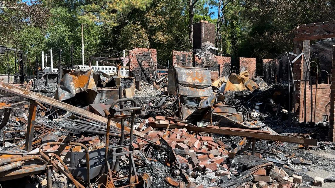 The fire started in the garage and traveled through the rest of the Sherwood's house destroying anything not made of metal or brick. (Spectrum News 1/Rachel Boyd)