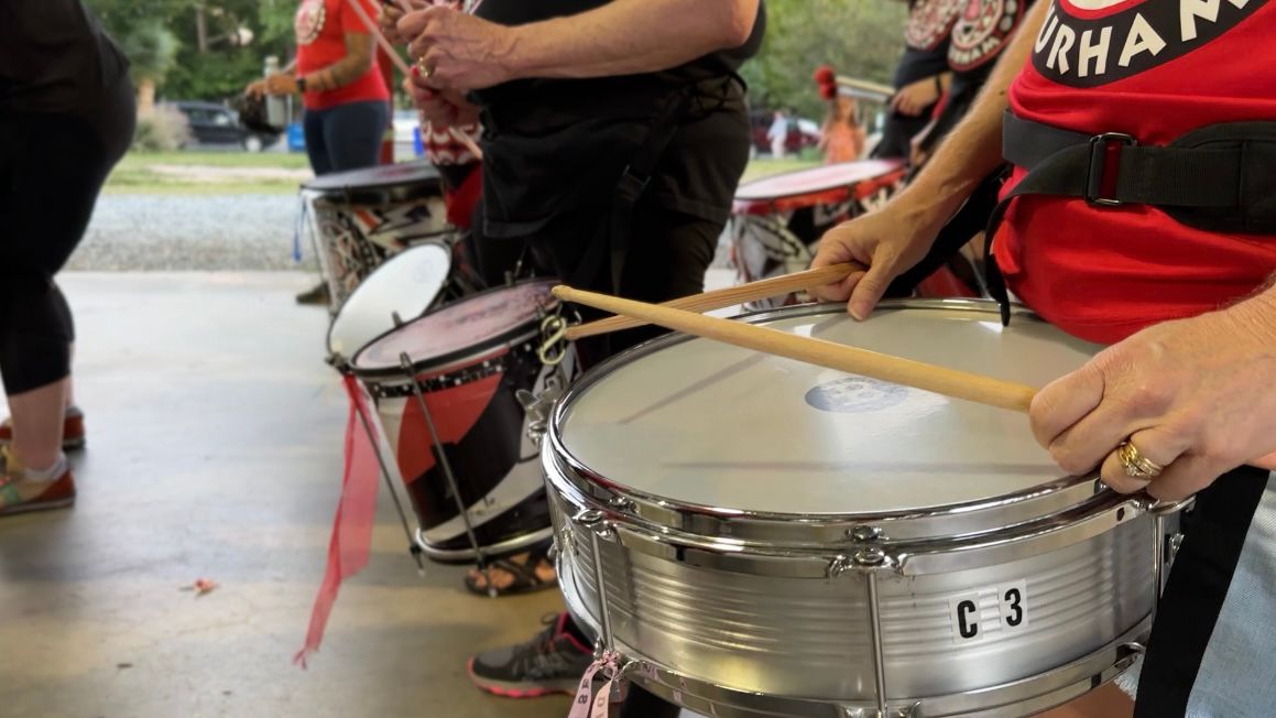 The group features several different types of percussion instruments. (Spectrum News 1/Rachel Boyd)