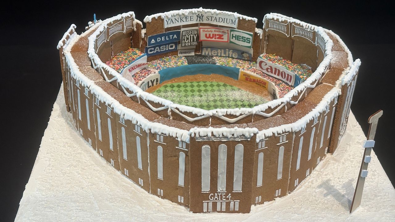 A Yankee Stadium gingerbread design is pictured.