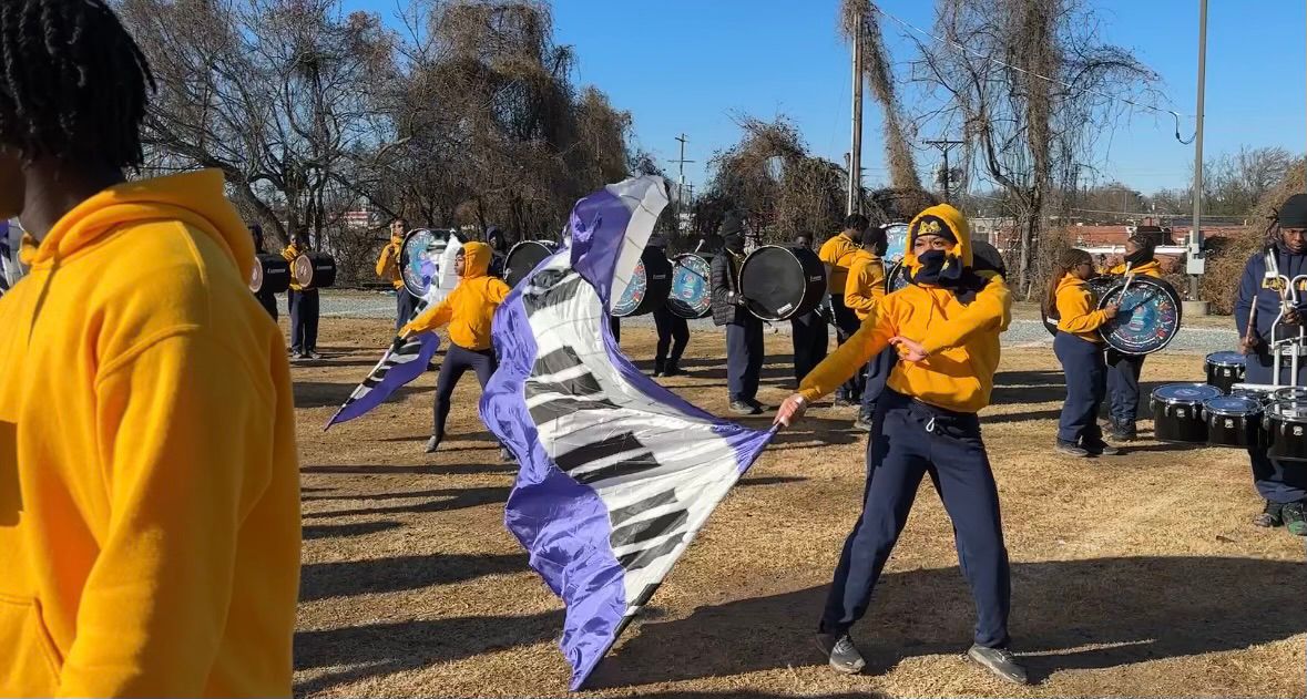 Members of the BGMM practicing their field show.