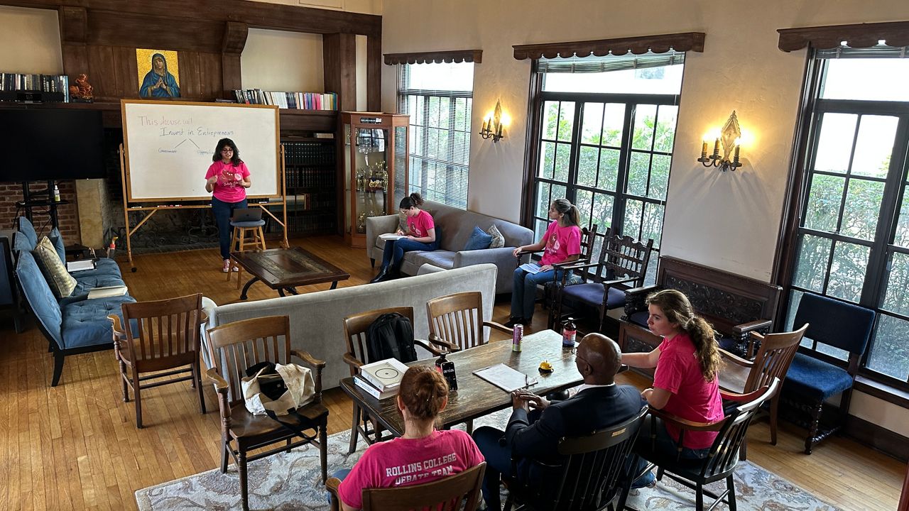 The Rollins College Debate Team practices. (Spectrum News/Reagan Ryan)