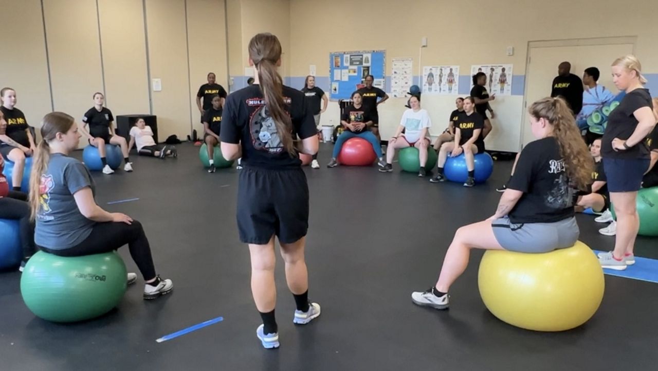sitting on exercise balls