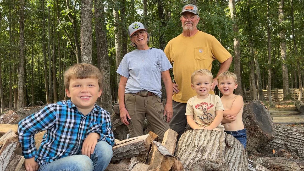 Rex and Beth Rhyne share farm life with their three grandsons. (Spectrum News 1/Rachel Boyd)