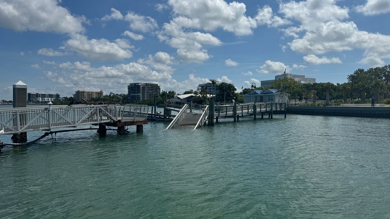 Bridge hit by sailboat during Hurricane Helene to be replaced at Clearwater Harbor Marina (Courtesy: Melissa Eichman/Spectrum News)