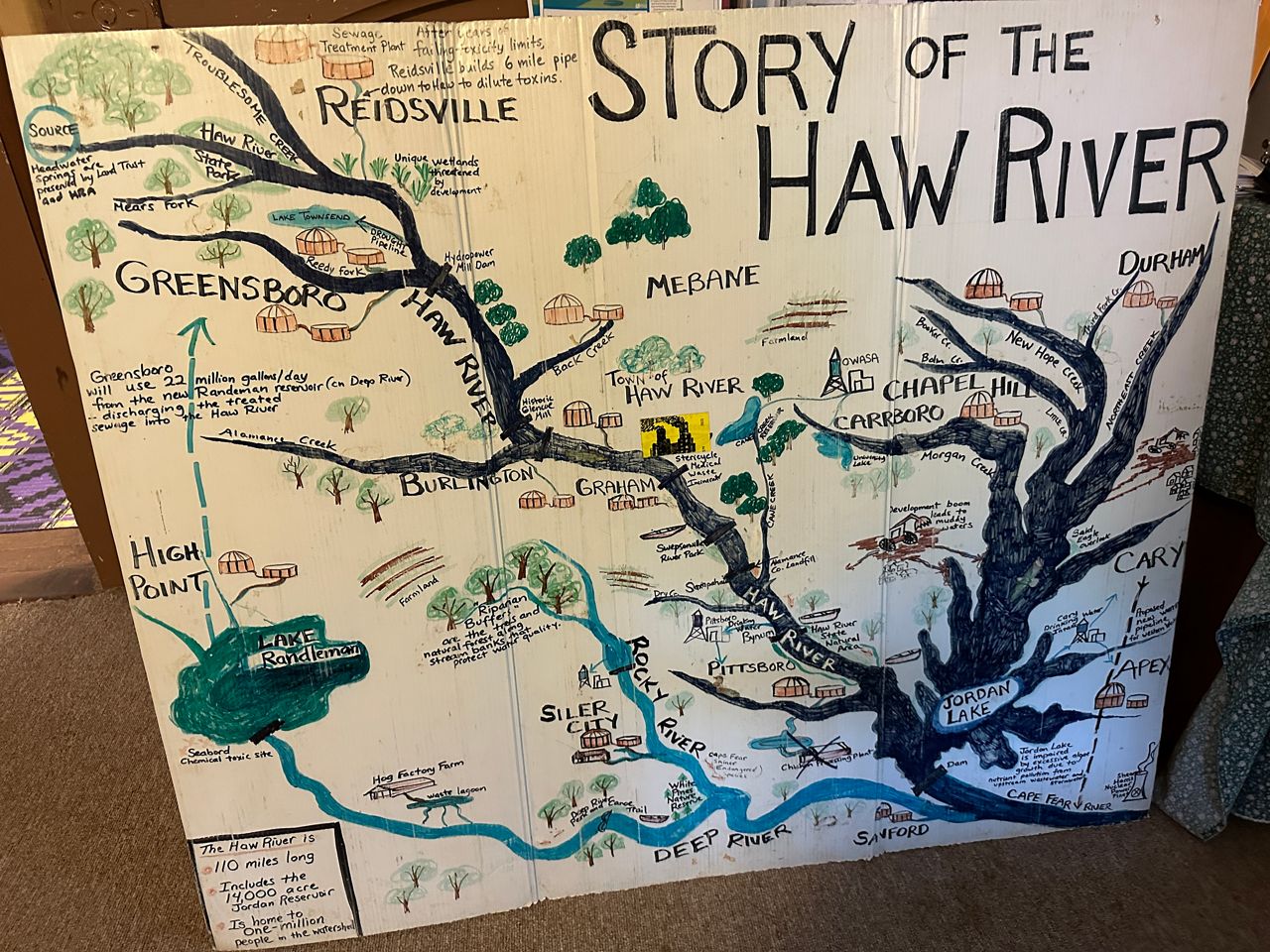 Map of the Haw River at the Haw River Assembly.