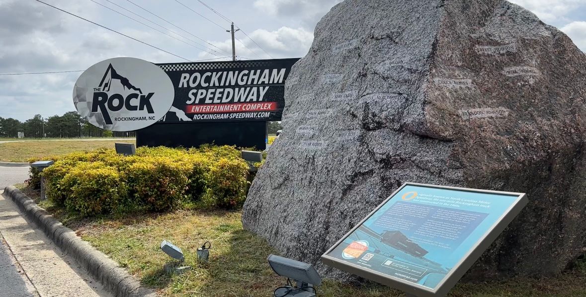 Rockingham Speedway's plaque for the Moonshine and Motorsports Trail.