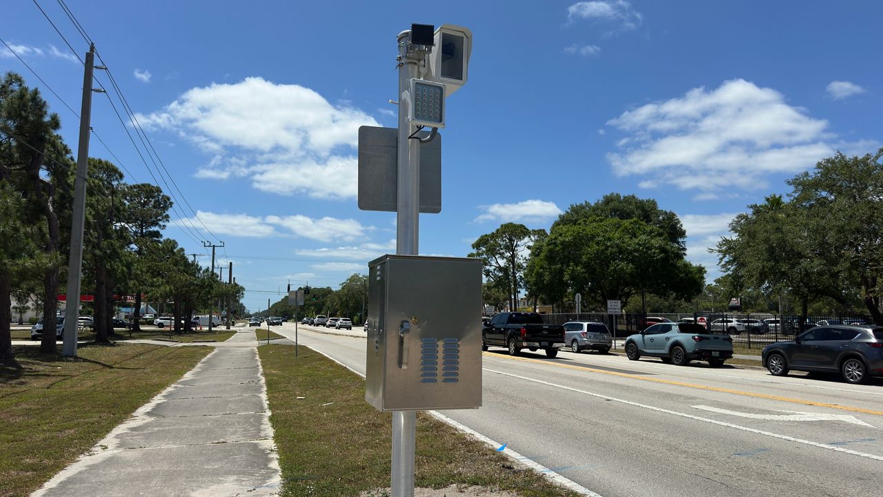 School zone speed camera outside Turner Elementary in Palm Bay. (Spectrum News)