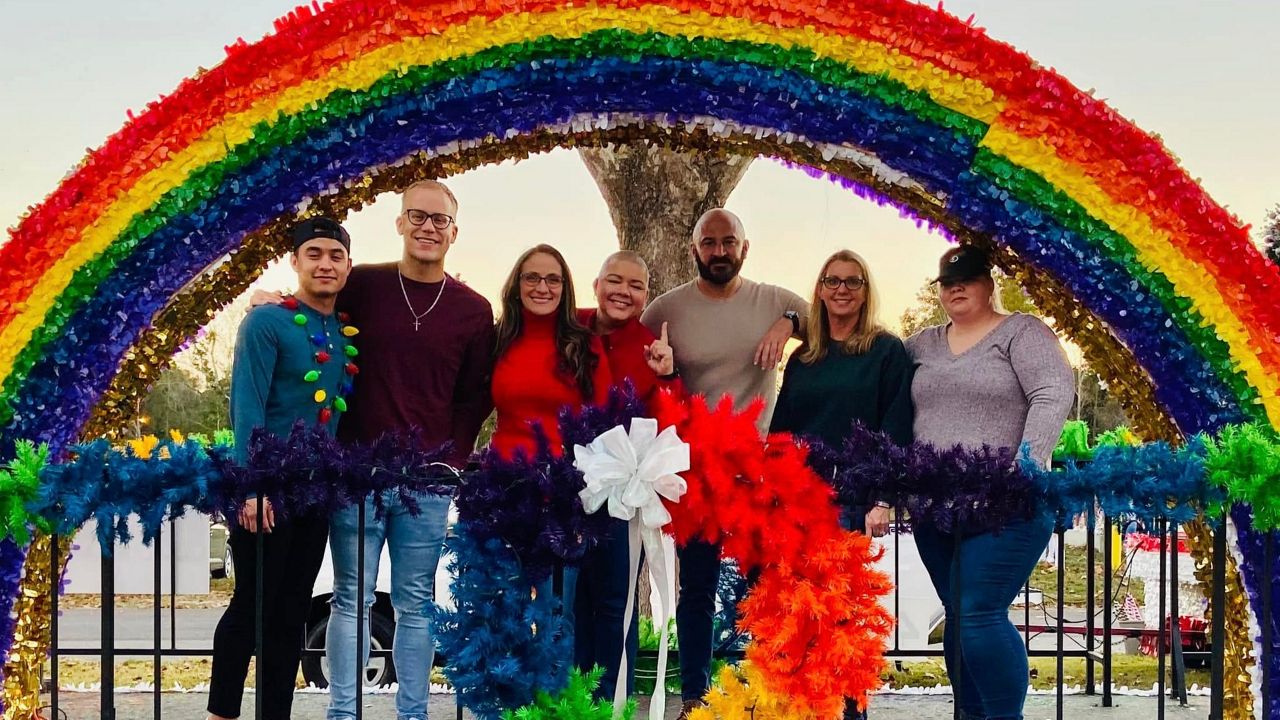 Polk Pride VP Kerri McCoy and her team on their pride float. (Spectrum News)