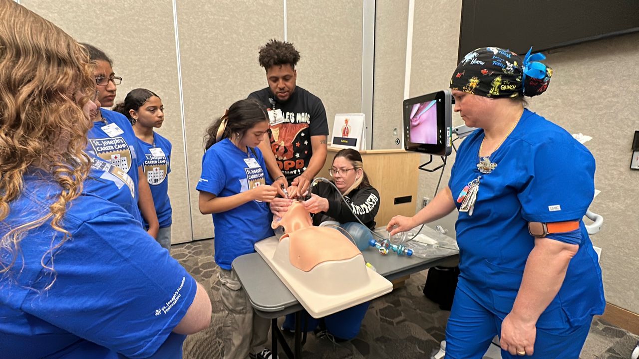 Teens experienced interactive hands-on training in different hospital specialties at the annual St. Joseph’s Career Camp. (Spectrum News/Matt Infante)