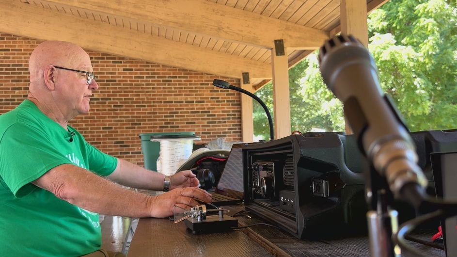 David Nicholson operating his equipment.