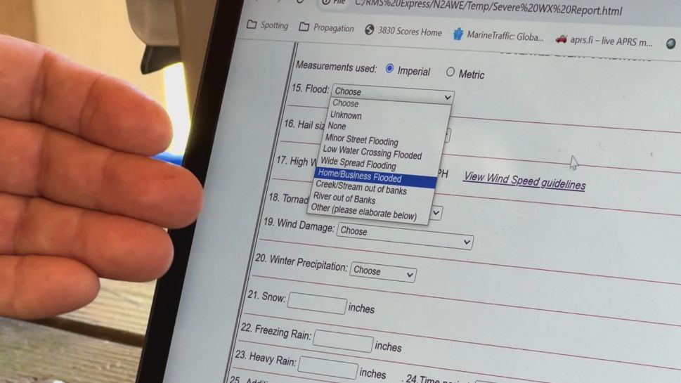 An example of some questions the operators can fill out at a natural disaster to help organizations like the Red Cross and the N.W.S.