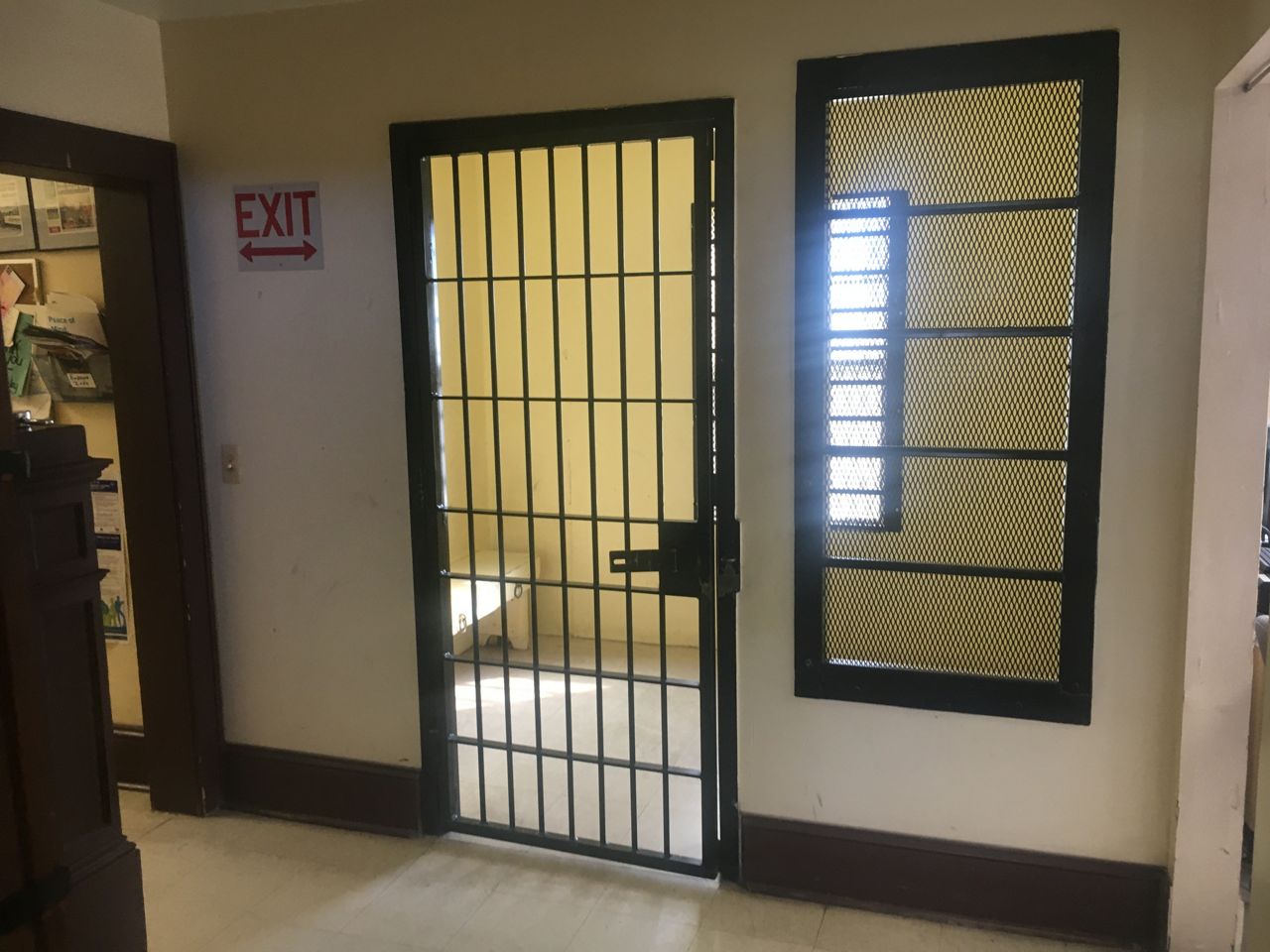A holding cell inside the Sullivan County Sheriff's Patrol Office