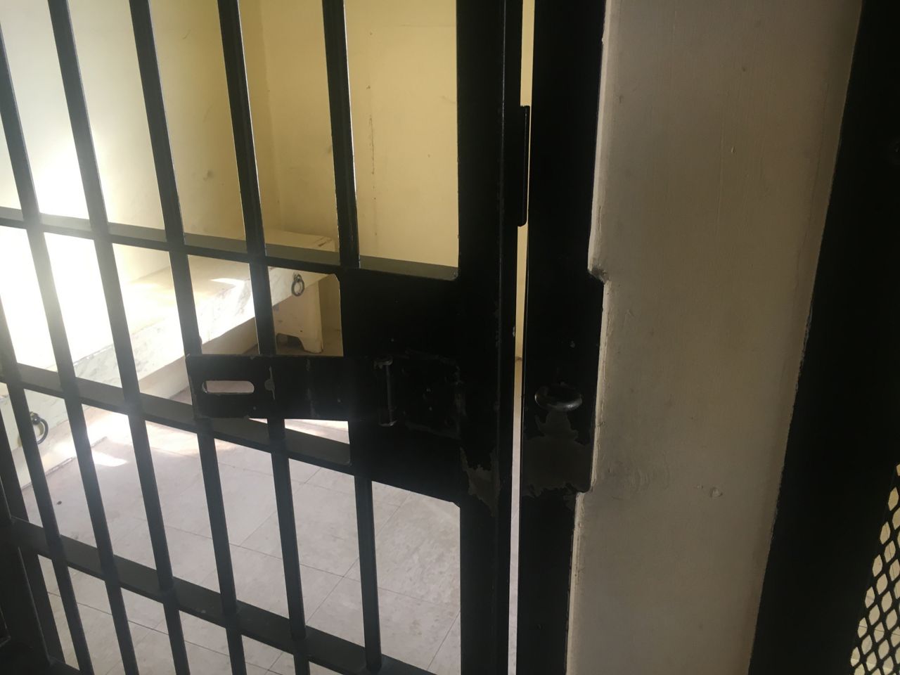 A holding cell inside the Sullivan County Sheriff's Patrol Office
