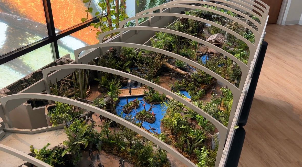 A model of the Greensboro Science Center's Expedition Rainforest: the Greensboro Biome.