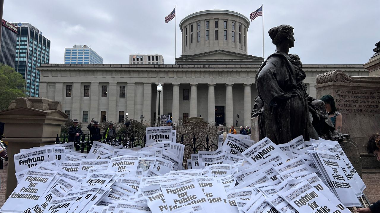 Thousands rally in support of public education at statehouse May 1. 