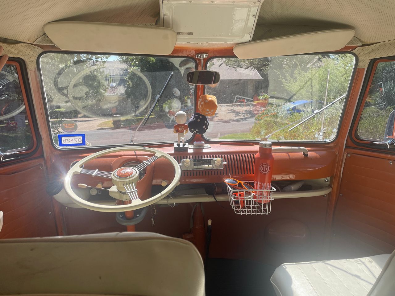 The front interior of the Bevo Bus. (Spectrum News 1/Tori Garcia)