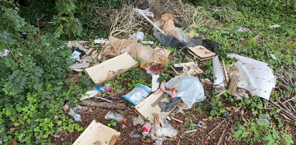 Trash around the area Elisha and Tiptoe used to park.