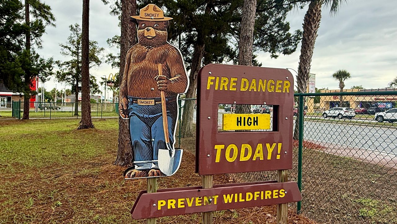 The Florida Forestry Service is warning that we aren’t out of the woods just yet. At their Orlando District Headquarters, they had the fire danger listed as high on Tuesday.  (Nicole Griffin/Spectrum News)