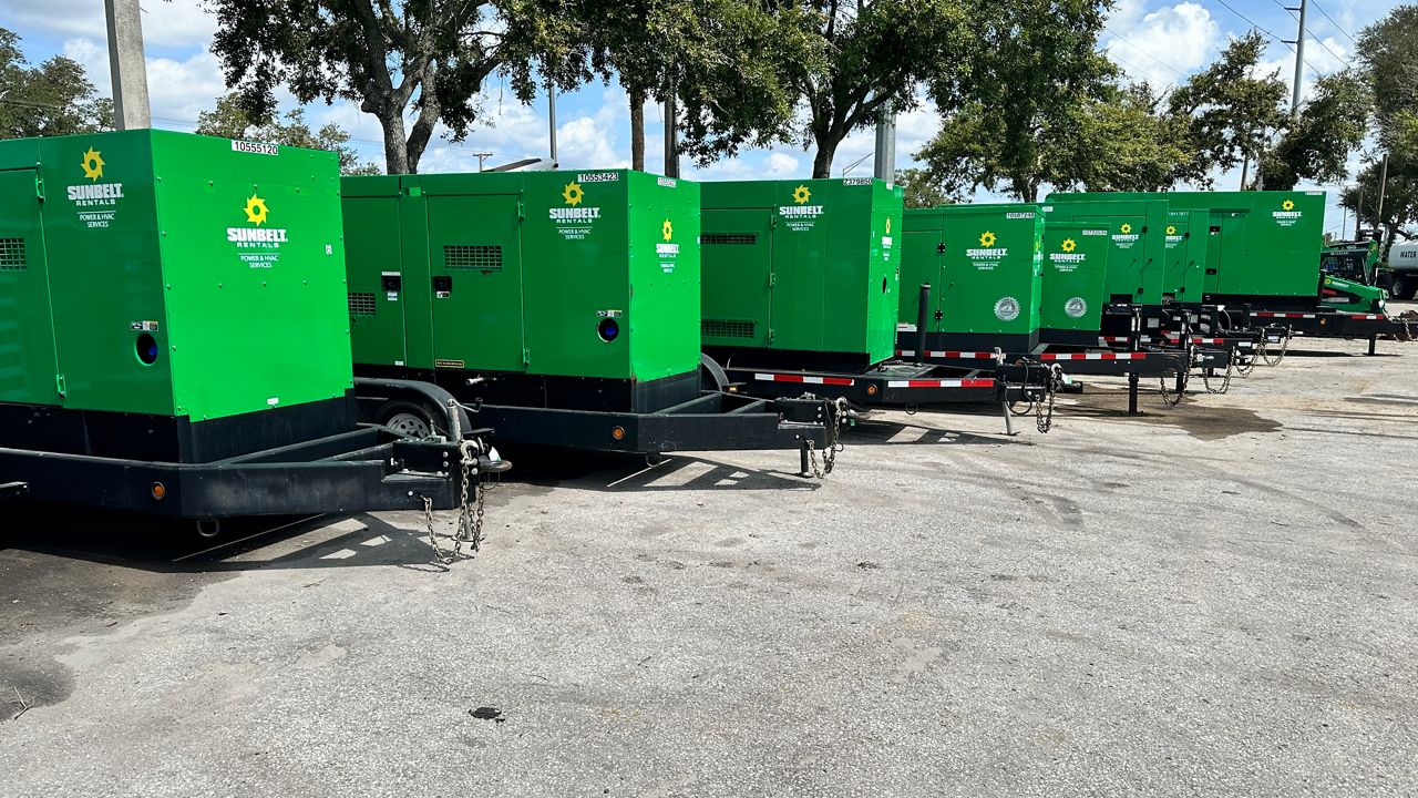 Tampa has secured eight temporary generators from Sunbelt Rentals, which will be deployed when a storm is approaching to pump stations across the city (Spectrum News/Josh Rojas).