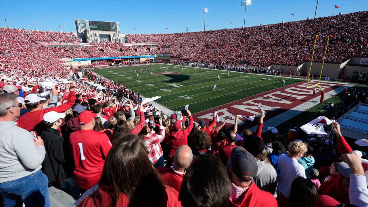 Indiana plays Washington during the first half of an NCAA college football game, Saturday, Oct. 26, 2024, in Bloomington, Ind.