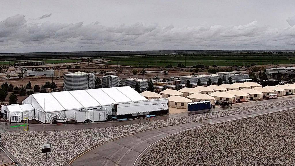 This undated file photo provided by the Administration for Children and Families, a division of the Department of Health and Human Services, shows the shelter used to house unaccompanied migrant children in Tornillo, Texas. (Administration for Children and Families via AP, File)