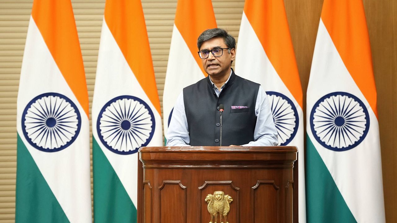 India's Foreign Secretary Vikram Misri addresses a press briefing in New Delhi, India, Saturday, May 10, 2025. (AP Photo/Karma Bhutia)