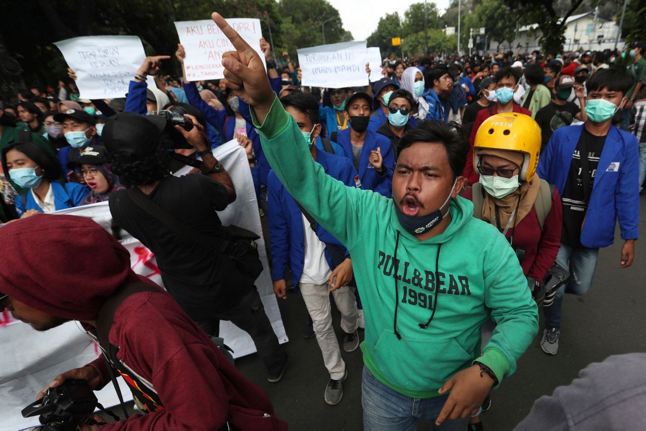 Indonesians Take To The Streets To Protest New Labor Law