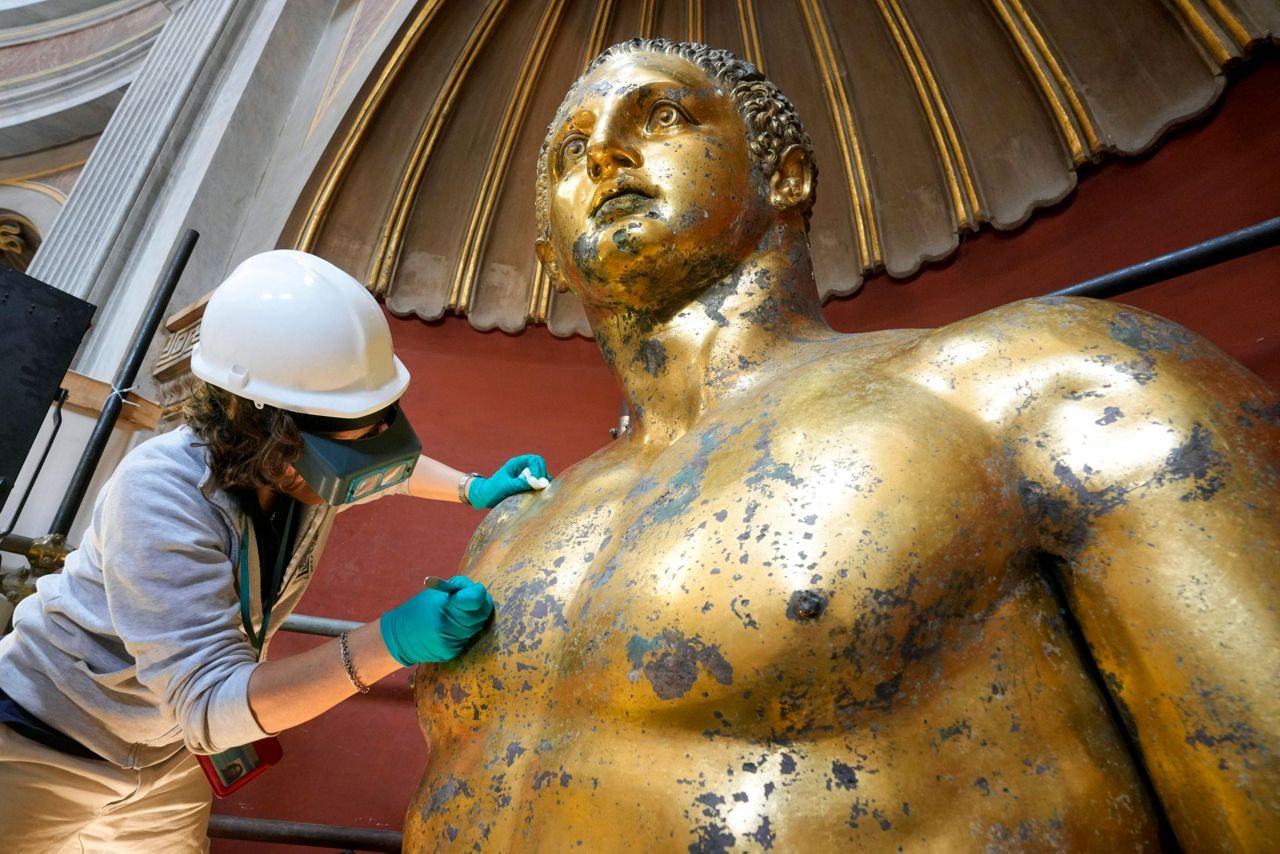 Vatican Experts Uncovering Gilded Glory Of Hercules Statue Struck By Lightning 