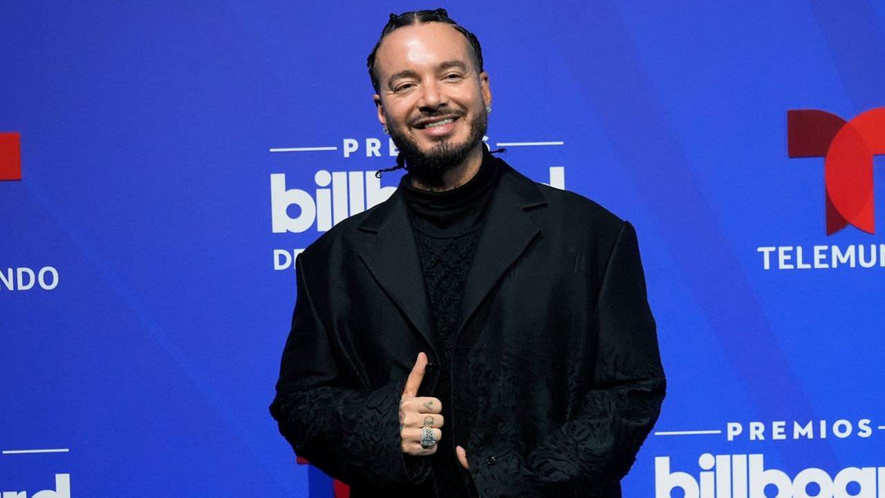 Singer J Balvin arrives at the Latin Billboard Awards, Thursday, Oct. 17, 2024, in Miami. (AP Photo/Marta Lavandier)