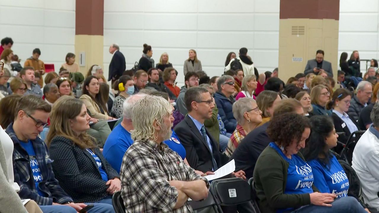 Wisconsinites gather for a public hearing on the state budget in West Allis, Wis. (Spectrum News 1/Craig Hofer)