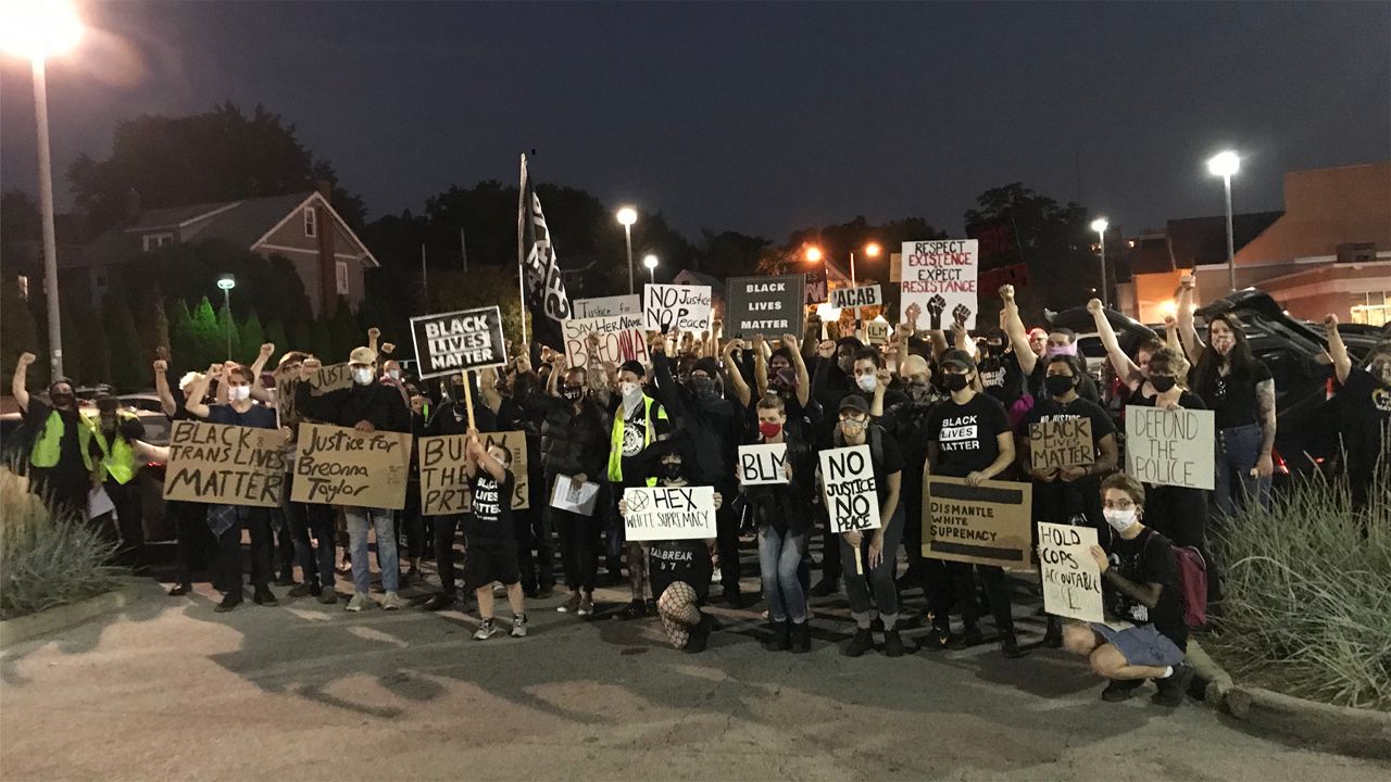 The group of protesters in Akron. 