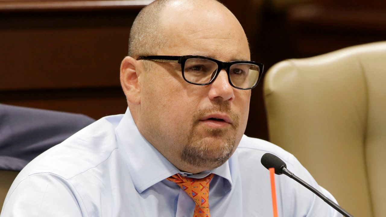 Arkansas state Sen. Jeremy Hutchinson, R-Benton, speaks at a legislative subcommittee meeting at the Arkansas state Capitol in Little Rock, Ark., Aug. 18, 2015. Federal prosecutors said Wednesday, April 26, 2023, that the former Arkansas state senator has been sentenced to four years and two months in prison for accepting multiple bribes in Missouri. The U.S. Department of Justice in a news release said Hutchinson was sentenced Tuesday, April 25, on a charge of conspiracy to commit federal program bribery. (AP Photo/Danny Johnston, File)