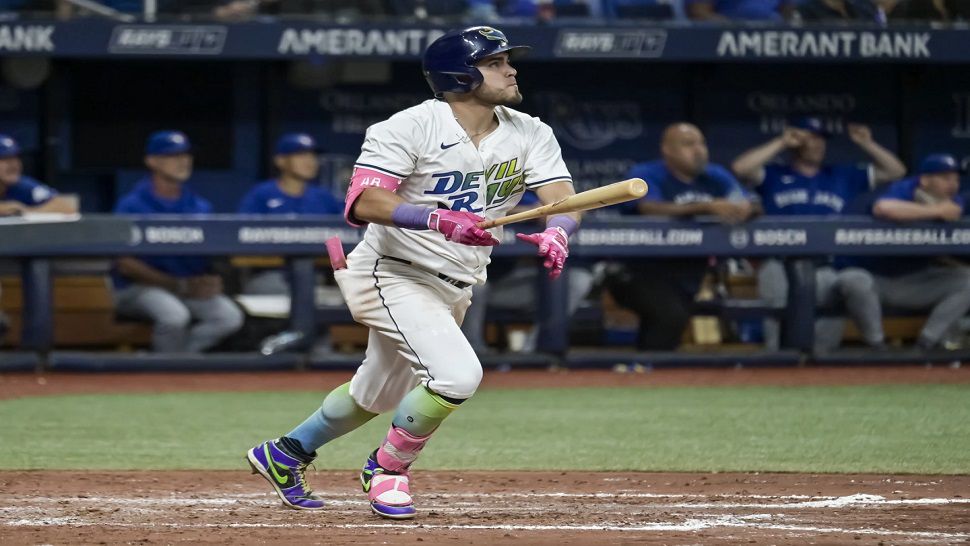 Tampa Bay second baseman Jonathan Aranda hit a solo home run in the sixth inning against Toronto on Friday night.